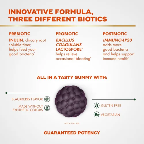 Vista 3 de Align Probióticos, gomitas bióticas 3 en 1, prebióticos + probióticos + postbióticos, marca de probióticos número 1 recomendada por médicos‡, ayuda