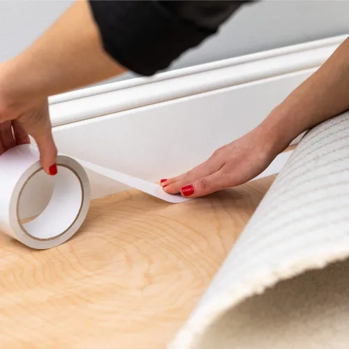 Vista 6 de Marca Duck Cinta para alfombras de interior y exterior, 1.41 pulgadas x 42 pies, blanca (286373)