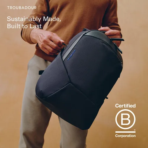Vista 9 de Mochila para portátil Troubadour Apex Compact 16L de alta calidad - Ergonómica y resistente al agua - Diseñada para trabajo y viajes - Azul marino