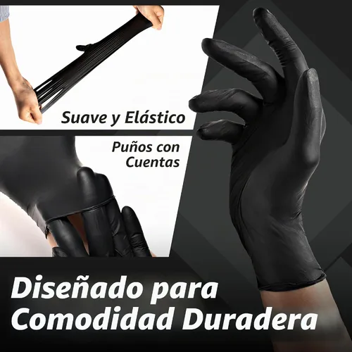 Vista 5 de MAMISON Black Nitrile Disposable Gloves, Powder-Free, Latex-Free, 4 Mil, 100 Count, Food Safe, BBQ, Kitchen, Cooking