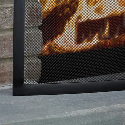 Vista 5 de UniFlame, S-1042, pantalla negra curvada de la chimenea del hierro forjado del solo panel