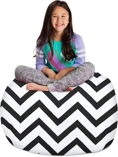 Vista 23 de Posh Creations Funda de puf para niños con almacenamiento para animales de peluche - Organizador de juguetes para niños, Mediano 68.58 cm - Lona
