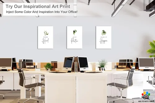 Vista 3 de Arte de pared motivacional de 3 paneles para oficina, citas inspiradoras, arte en lienzo para decoración de pared de oficina en casa, palabras