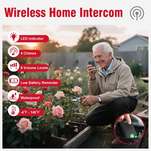 Vista 7 de CallToU Intercomunicadores dúplex completos inalámbricos para el hogar para personas mayores y cuidadores - 500 pies de largo alcance, sin tarifa