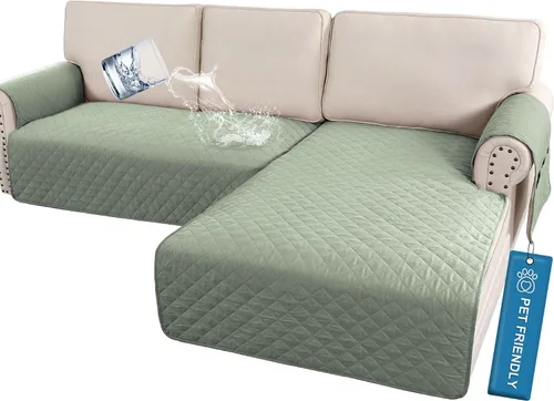 Vista 24 de H.VERSAILTEX Fundas de sofá para sofá seccional, 2 piezas, funda de sofá en forma de L, 100% impermeable y lavable, protector de sofá para perros