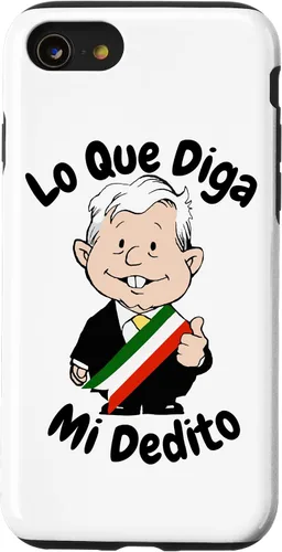 Vista 18 de Funda para iPhone 16 Lo Que Diga Mi Dedito Divertida Caricatura AMLO Amlito México 4T