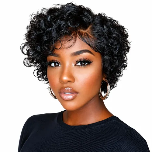 Vista 30 de Peluca de cabello humano rizado afro de 13 x 4 HD, pelucas de encaje frontal HD de 200 de densidad, sin pegamento, pelucas de cabello humano Natural