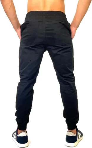 Vista 3 de Pantalones de jogging para hombre, pantalones deportivos de senderismo, pantalones deportivos casuales con cordón para fitness, Negro