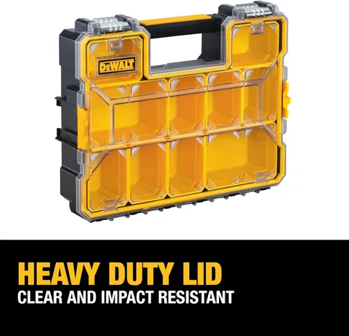 Vista 4 de DEWALT Organizador de piezas pequeñas, caja de almacenamiento de hardware con separadores extraíbles, 10 compartimentos (DWST14825) (Paquete de 3)