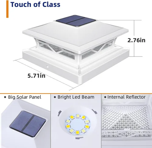 Vista 5 de APONUO - Luces solares para postes, paquete de 4, 2 modos de brillo, luces solares para postes automático encendido/apagado, impermeables
