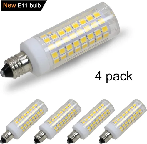 Vista 6 de Paquete de 4 bombillas LED E11, luces de repuesto halógenas equivalentes a 90 W, regulable, base de mini candelabro, 800 lúmenes, blanco cálido