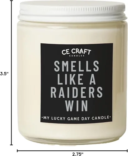 Vista 8 de CE Craft - Vela Raiders Win - Regalo temático de fútbol, temática de Vegas, vainilla lavanda