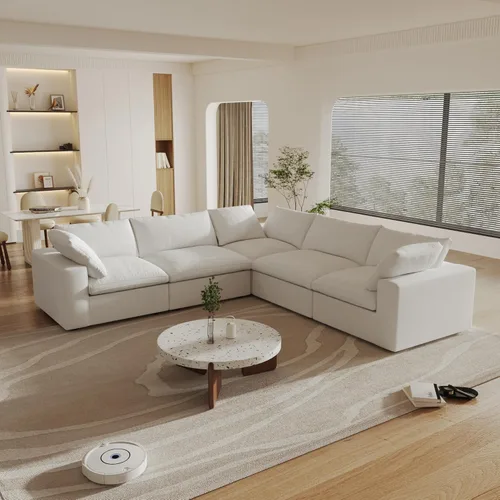 Vista 34 de Cloud - Sofá modular convertible de 80.3 pulgadas en forma de L para sala de estar con otomana de almacenamiento, sofás profundos minimalistas
