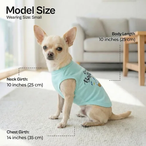 Vista 3 de Camiseta para perro Parisian Pet con palabras bordadas "Es mi cumpleaños" - Camiseta sin mangas para cumpleaños de perro - Chaleco ligero