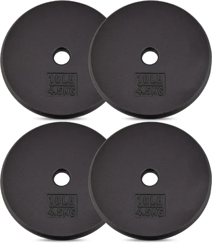 Vista 10 de Yes4All Standard Weight Plates, 1-Inch Cast Iron Barbell Weights, Wide Range 5–50 LB, Ideal for Strength Training & Workout Routine, Available in