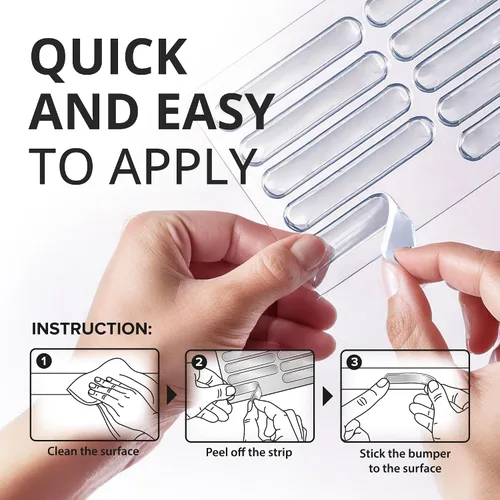 Vista 5 de X-Protector Tiras Amortiguadoras para Puertas de Gabinete - 40 PIEZAS - Silenciador de Puerta Transparente - Amortiguadores Premium para Puertas