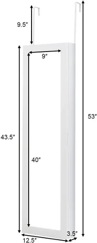 Vista 7 de Giantex - Armario de pared con espejo para puerta de pared con espejo de longitud completa color blanco