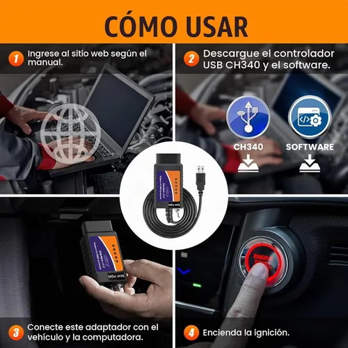 Vista 6 de ELMconfig ELM327 OBD2 Adaptador USB para Windows, herramienta de codificación de diagnóstico de escáner OBD2 con interruptor MS-CAN/HS-CAN