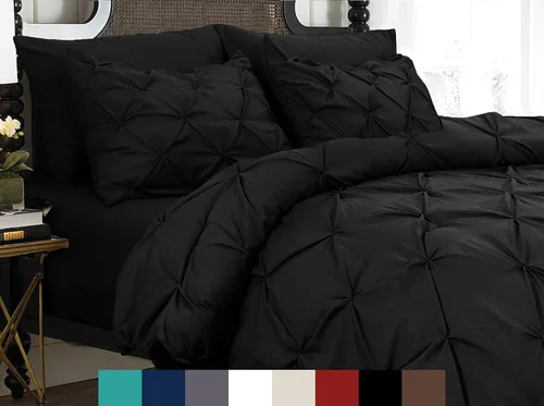 Vista 9 de Elegant Comfort Juego de funda de edredón de microfibra ultrasuave con cierre de botón plisado, 3 piezas, resistente a las arrugas, decoración