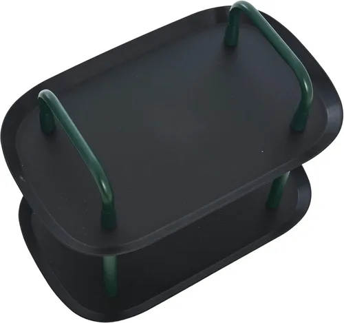 Vista 7 de Main + Mesa Carrito moderno de plástico y metal de 2 niveles, negro y verde oscuro
