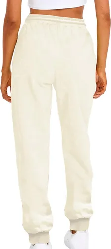 Vista 3 de Pantalones deportivos de forro polar para mujer, holgados, casuales, de cintura alta, para entrenamiento, atléticos, con parte inferior de cincha