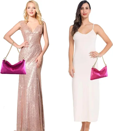 Vista 5 de FEICHANGHAO Bolso de noche de satén para mujer, bolso de hombro para boda, graduación, formal, bolso de mano para fiesta