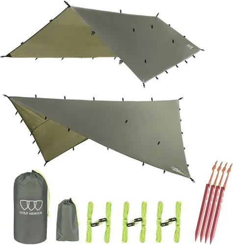 Vista 7 de Gold Armour - Toldo para lluvia para hamaca de lona, calidad premium, 14.7 pies, 12 pies, 10 pies, 8 pies, cubierta de toldo para lluvia, toldo