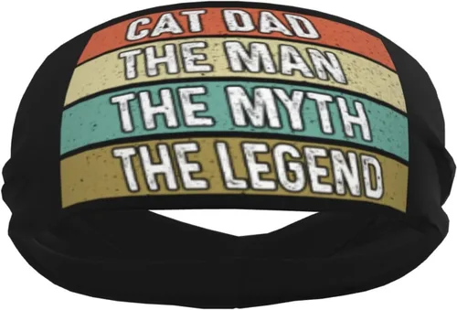Vista 4 de Cat Dad The Man The Myth The Legend Headband for Men Women Sports Sweatband for Fitness Exercise Moisture Wicking Running Yoga Hairbands
