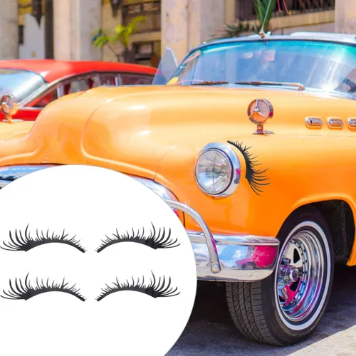 Vista 4 de 2 pares de pestañas de coche para faros delanteros de cejas, calcomanías para faros delanteros