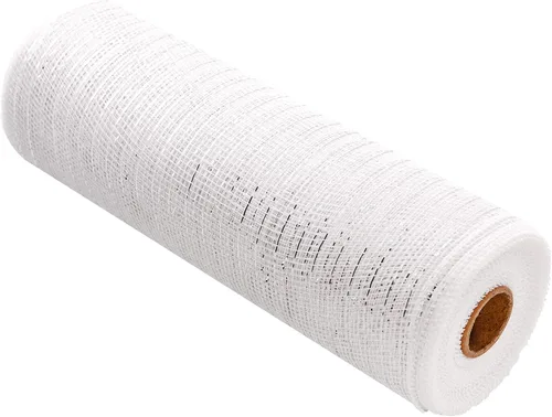 Vista 2 de Cinta de malla de polietileno de 83.3 x 30.8 ft con lámina metálica cada rollo para coronas, lazos de envoltura y proyectos de decoración, 2 rollos