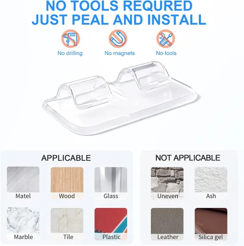 Vista 4 de Ganchos para clips de luces de cadena para exteriores: 25 piezas de clips de cable resistentes con tiras adhesivas impermeables para colgar luces