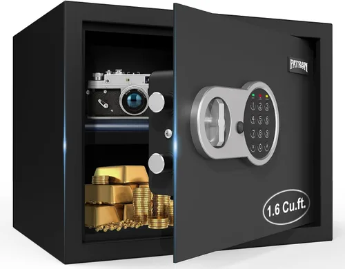 Vista 12 de [1.2 pies cúbicos] Caja de seguridad PATRON con llave, seguridad digital para el hogar, cajas fuertes de gabinete para documentos en efectivo, cajas