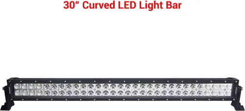 Vista 3 de SuperATV Barra de luz combinada LED curvada de 30 pulgadas, incluye interruptor basculante y arnés de cableado, kit de soporte de perfil bajo