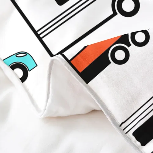 Vista 5 de Funda de edredón de campista 100% algodón individual, juego de ropa de cama de campamento feliz para niños y niñas, funda de edredón de remolque
