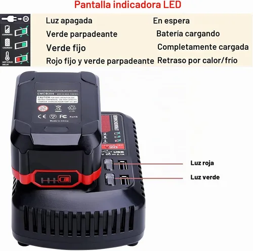 Vista 4 de Cargador de batería de 20 V de repuesto para Craftsman V20, iones de litio, 20 voltios, batería CMCB104 CMCB202 CMCB201 CMCB209 CMCB205 CMCB100