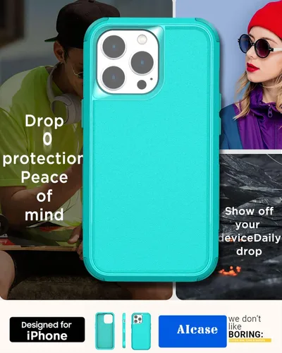 Vista 4 de AICase Funda resistente de 3 capas para iPhone 14 Pro (6.1 pulgadas), apta para bolsillo, protección de grado militar, a prueba de golpes, a prueba