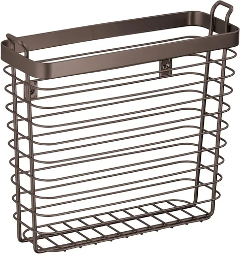 Vista 8 de mDesign Soporte para revistas de pared de alambre de metal, organizador de almacenamiento para el hogar, estante de ahorro de espacio para revistas