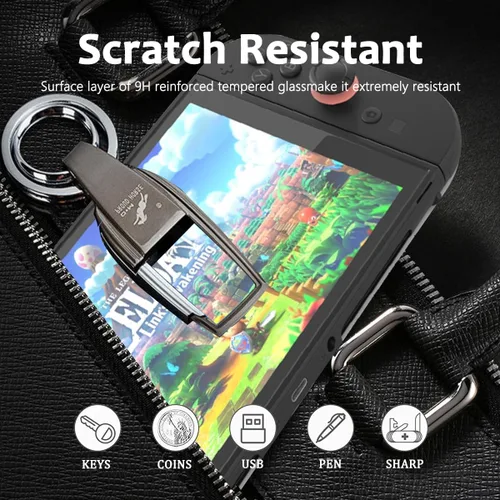 Vista 3 de 1 protector de pantalla de vidrio templado compatible con Nintendo Switch 2, dureza 9H, arañazos, película transparente HD, fácil de instalar
