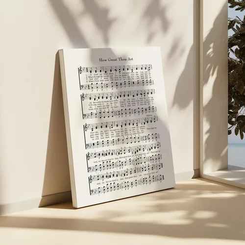 Vista 6 de Poster Master Lienzo How Great Thou Art - Impresión de partituras de música retro, arte de pared de himnario, regalo para hombres, mujeres