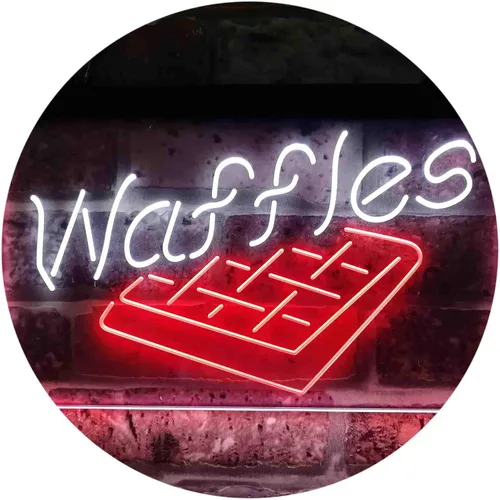 Vista 13 de ADVPRO Waffles Snack Café - Letrero de neón LED de doble color, azul y rojo, 12 x 8 pulgadas st6s32-i3820-br