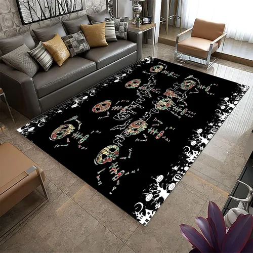Vista 11 de Alfombra de araña negra, 3 x 4 pies, alfombra impresa en 3D de telaraña de terror, alfombra para dormitorio de niños, habitación de niños, sala