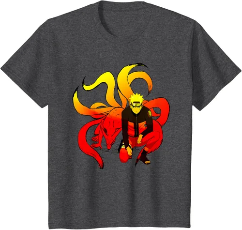 Vista 27 de Naruto Shippuden Naruto and 9 Tails - Camiseta de manga corta Negro