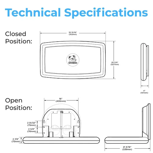 Vista 7 de Koala Kare Cambiador de bebé horizontal montado en superficie, modelo KB300-00 (beige)