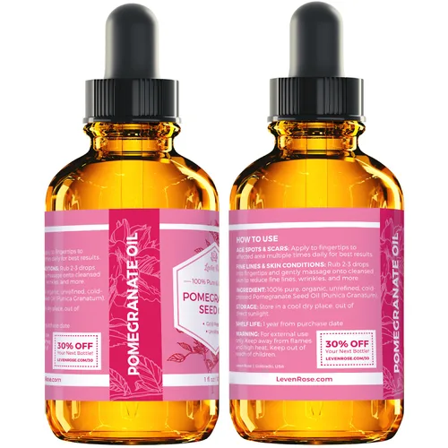Vista 5 de Aceite de semilla de granada, N.° 1 Trusted Leven Rose 100% orgánico (prensado en frío, sin refinar), 2 onzas