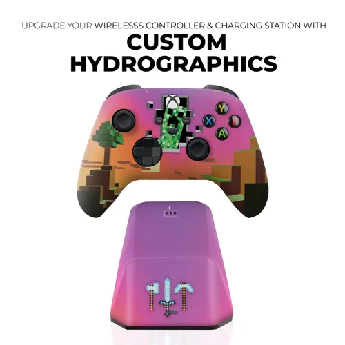 Vista 4 de Original Xbox Wireless Controller and Magnetic Charging Stand Compatible with Xbox OneSeries XS - Customized in USA with Advanced HydroDip Print