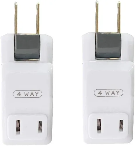 Vista 7 de SYCON Extensor de toma de corriente de pared de 3 vías, adaptador de corriente alterna, mini enchufe giratorio de 2 clavijas, enchufe extensor
