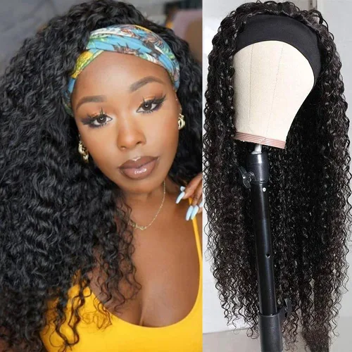 Vista 13 de Rebasar - Peluca de onda profunda con reflejos color marrón, 10 pulgadas, con diadema y reflejos, cabello humano, rizado, para mujeres negras