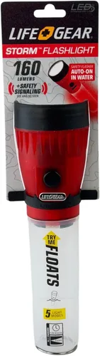Vista 5 de Vida Gear linterna LED 4 en 1 multimodo 30 lúmenes, mango brillante y compartimento de almacenamiento, color azul.