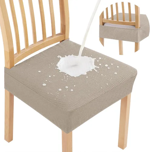 Vista 18 de Smiry Juego de 2 fundas de asiento impermeables para sillas de comedor, tela jacquard elástica, extraíble y lavable, fundas protectoras de asiento