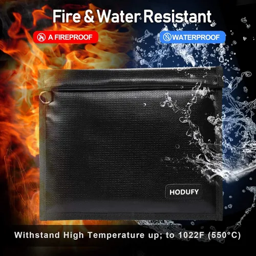 Vista 4 de Hodufy Faraday Bags 9.8 x 11 pulgadas, jaula Faraday ignífuga e impermeable, protector de llavero Faraday, emisión de señal de teléfono celular